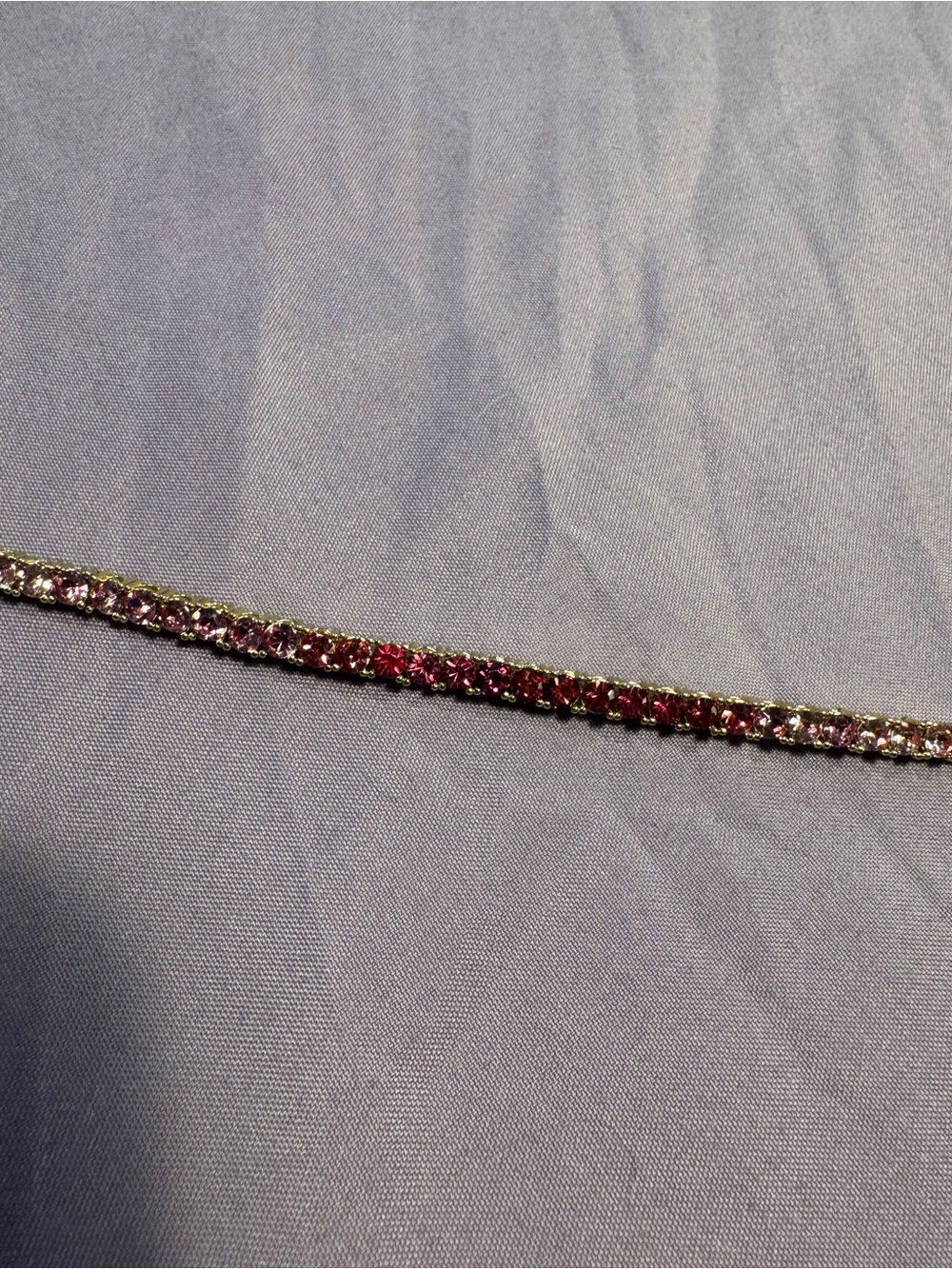 LOFT Pink Silver Clear Crystal Gradient Ombre Tennis Bracelet Jewelry